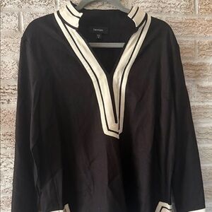 Karen Kane Black Tunic Top with Cream Trim